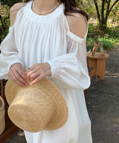 tシャツ オフショルボリュームワンピース レディース セール】オフショルボリュームワンピース（Tシャツ/カットソー