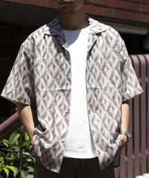 GLOSTER | 【GLOSTER/グロスター】ジオメトリック柄 オープンカラーシャツ メッシュシャツ(シャツ/ブラウス)