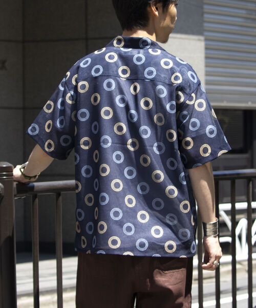 GLOSTER（グロスター）の「【GLOSTER/グロスター】ジオメトリック柄 オープンカラーシャツ メッシュシャツ（シャツ/ブラウス・メンズ・ブラック/ネイビー/ホワイト・S/M/L）」の12枚目の写真