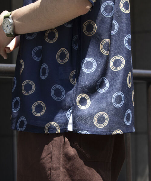 GLOSTER（グロスター）の「【GLOSTER/グロスター】ジオメトリック柄 オープンカラーシャツ メッシュシャツ（シャツ/ブラウス・メンズ・ブラック/ネイビー/ホワイト・S/M/L）」の18枚目の写真