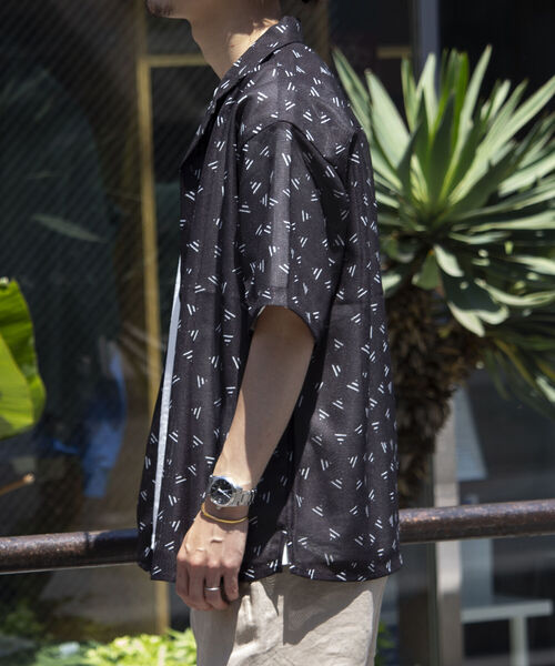 GLOSTER（グロスター）の「【GLOSTER/グロスター】ジオメトリック柄 オープンカラーシャツ メッシュシャツ（シャツ/ブラウス・メンズ・ブラック/ネイビー/ホワイト・S/M/L）」の8枚目の写真