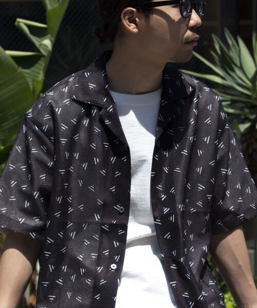 GLOSTER（グロスター）の「【GLOSTER/グロスター】ジオメトリック柄 オープンカラーシャツ メッシュシャツ（シャツ/ブラウス・メンズ・ブラック/ネイビー/ホワイト・S/M/L）」の14枚目の写真