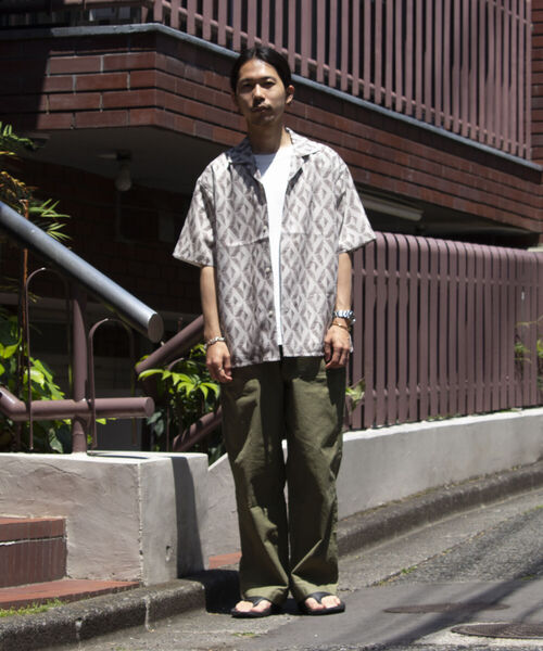 GLOSTER（グロスター）の「【GLOSTER/グロスター】ジオメトリック柄 オープンカラーシャツ メッシュシャツ（シャツ/ブラウス・メンズ・ブラック/ネイビー/ホワイト・S/M/L）」の15枚目の写真