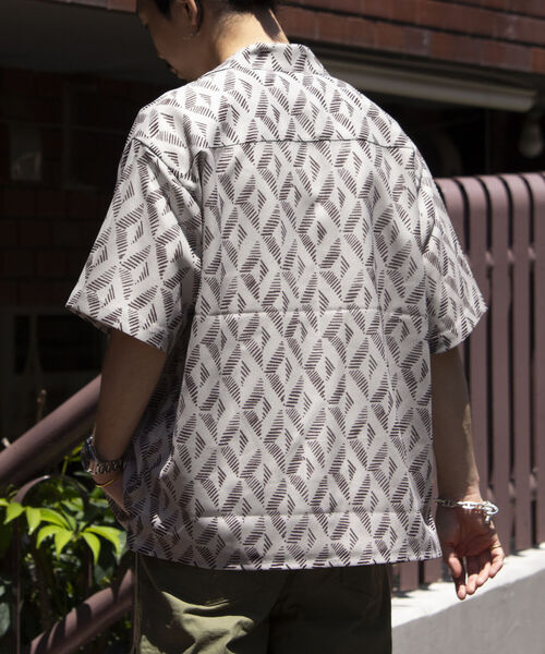 GLOSTER（グロスター）の「【GLOSTER/グロスター】ジオメトリック柄 オープンカラーシャツ メッシュシャツ（シャツ/ブラウス・メンズ・ブラック/ネイビー/ホワイト・S/M/L）」の10枚目の写真