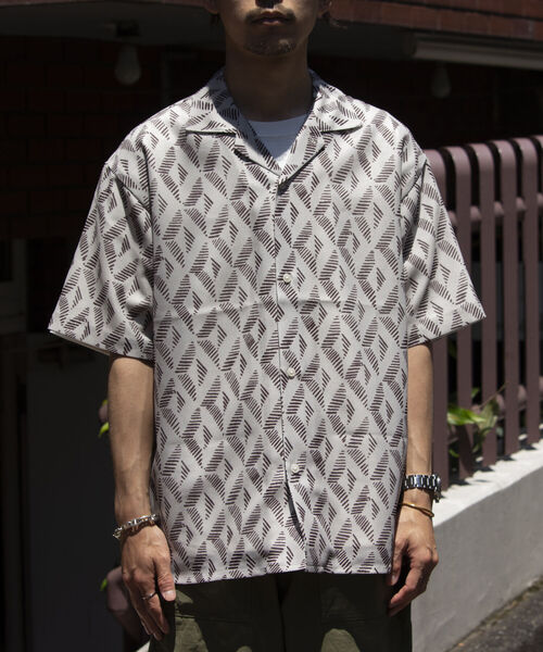 GLOSTER（グロスター）の「【GLOSTER/グロスター】ジオメトリック柄 オープンカラーシャツ メッシュシャツ（シャツ/ブラウス・メンズ・ブラック/ネイビー/ホワイト・S/M/L）」の11枚目の写真