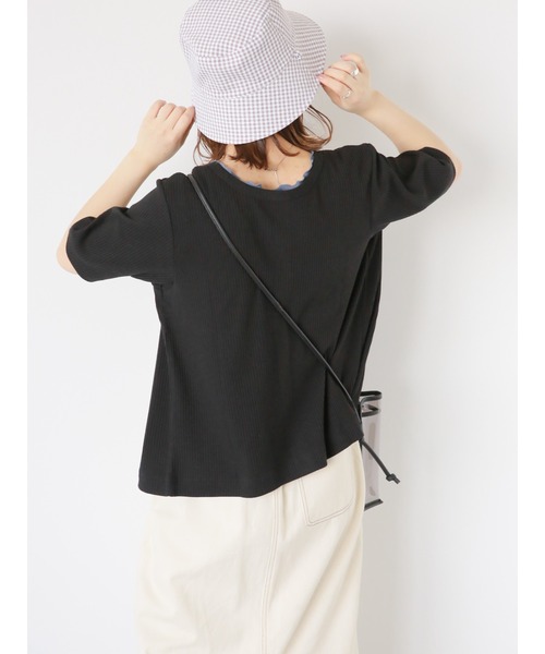 ehka sopo（エヘカソポ）の「前後2WAYテレコカーディガン（カーディガン/ボレロ・レディース・オフホワイト/ピンク/ブラック・F）」の7枚目の写真