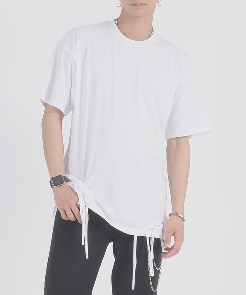 REGIEVO(レジエボ)の「REGIEVO フリンジヘムTシャツ(Tシャツ/カットソー・メンズ・ブラック/オフホワイト・MEDIUM/LARGE)」の9枚目の写真