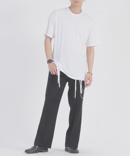 REGIEVO(レジエボ)の「REGIEVO フリンジヘムTシャツ(Tシャツ/カットソー・メンズ・ブラック/オフホワイト・MEDIUM/LARGE)」の6枚目の写真
