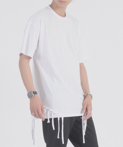 REGIEVO(レジエボ)の「REGIEVO フリンジヘムTシャツ(Tシャツ/カットソー・メンズ・ブラック/オフホワイト・MEDIUM/LARGE)」の17枚目の写真