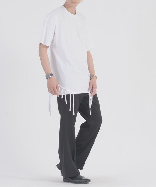 REGIEVO(レジエボ)の「REGIEVO フリンジヘムTシャツ(Tシャツ/カットソー・メンズ・ブラック/オフホワイト・MEDIUM/LARGE)」の12枚目の写真
