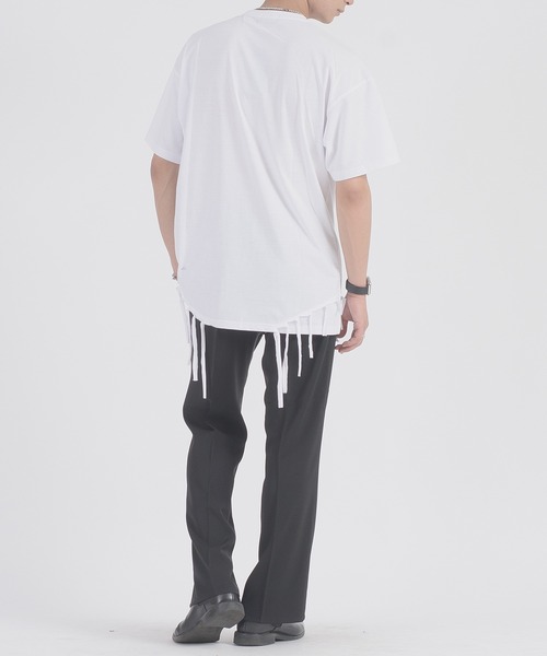 REGIEVO(レジエボ)の「REGIEVO フリンジヘムTシャツ(Tシャツ/カットソー・メンズ・ブラック/オフホワイト・MEDIUM/LARGE)」の15枚目の写真