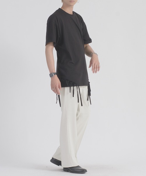 REGIEVO(レジエボ)の「REGIEVO フリンジヘムTシャツ(Tシャツ/カットソー・メンズ・ブラック/オフホワイト・MEDIUM/LARGE)」の13枚目の写真
