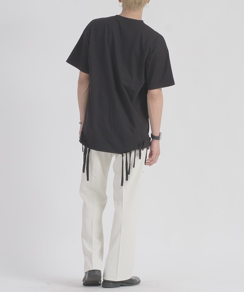 REGIEVO(レジエボ)の「REGIEVO フリンジヘムTシャツ(Tシャツ/カットソー・メンズ・ブラック/オフホワイト・MEDIUM/LARGE)」の16枚目の写真