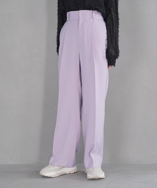 VIS（ビス）の「【防シワ・洗える】パウダリーツイルストレートパンツ（スラックス・レディース・チャコールグレー/ブラック/ピンク・L/M/S）」の9枚目の写真