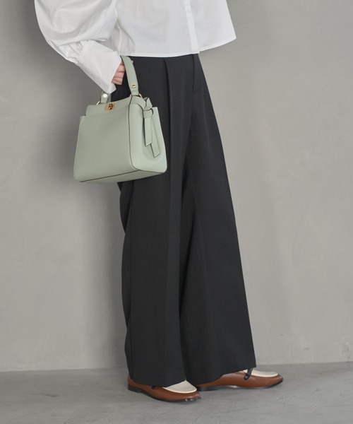 VIS（ビス）の「【防シワ・洗える】パウダリーツイルストレートパンツ（スラックス・レディース・チャコールグレー/ブラック/ピンク・L/M/S）」の15枚目の写真