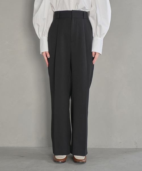 VIS（ビス）の「【防シワ・洗える】パウダリーツイルストレートパンツ（スラックス・レディース・チャコールグレー/ブラック/ピンク・L/M/S）」の16枚目の写真