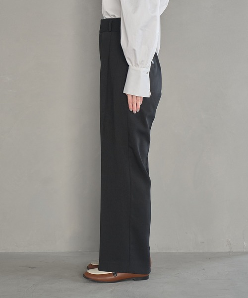 VIS（ビス）の「【防シワ・洗える】パウダリーツイルストレートパンツ（スラックス・レディース・チャコールグレー/ブラック/ピンク・L/M/S）」の17枚目の写真