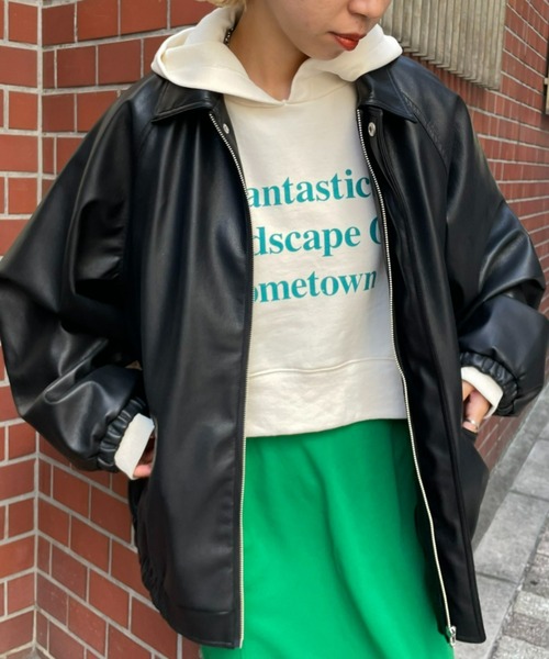 【極美品】チャオパニックティピー フェイクレザージャケット2WAY ブルゾン 極美品】チャオパニックティピー フェイクレザージャケット2WAY