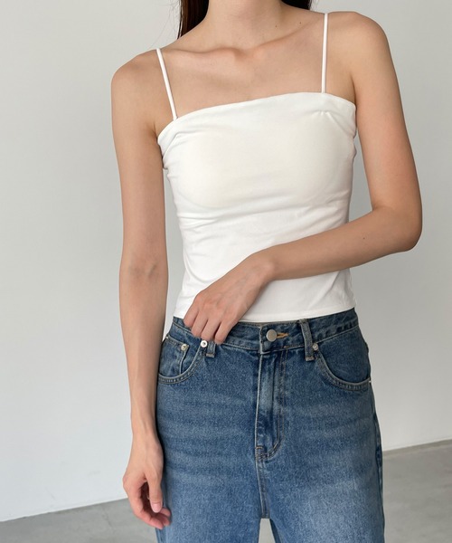 CANAL JEAN(キャナルジーン)の「RED CHOP WORKS パット付きベアキャミソール(キャミソール・レディース・ブラック/ホワイト・ONE SIZE)」の2枚目の写真