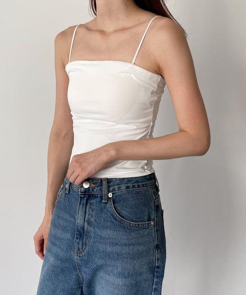 CANAL JEAN(キャナルジーン)の「RED CHOP WORKS パット付きベアキャミソール(キャミソール・レディース・ブラック/ホワイト・ONE SIZE)」の3枚目の写真