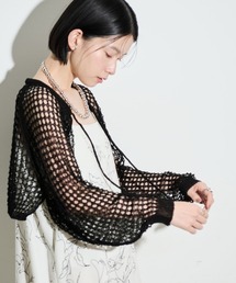 Shelly island（シェリーアイランド）の「メッシュショートカーディガン（ニット/セーター）」