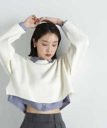 NATURAL BEAUTY BASIC | ◇【Oggi10月号掲載】クロップドニット＆シャツセット(ニット/セーター)
