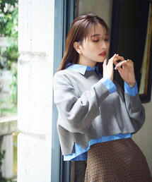 NATURAL BEAUTY BASIC | ◇【Oggi掲載】クロップドニット＆シャツセット(ニット/セーター)