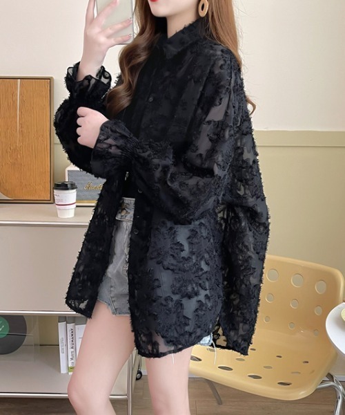 N.s(エヌドットエス)の「キャンディースリーブジャガードシャツ(シャツ/ブラウス・レディース・ピンク/ブラック/ベージュ・M/L)」の13枚目の写真