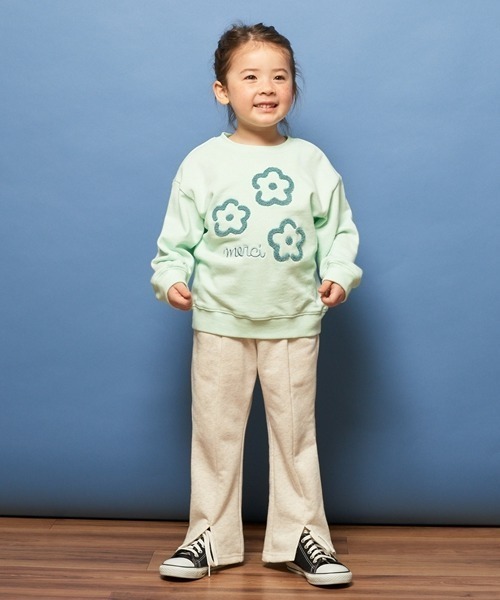 Lycee mine（リセマイン）の「【表コットン毛玉バイバイ】タックスリットフレアパンツ（レギンス/スパッツ・キッズ・ネイビー/オートミール/チャコール/ラベンダー/グレイッシュベージュ・130cm/100cm/110cm/120cm/140cm）」の20枚目の写真