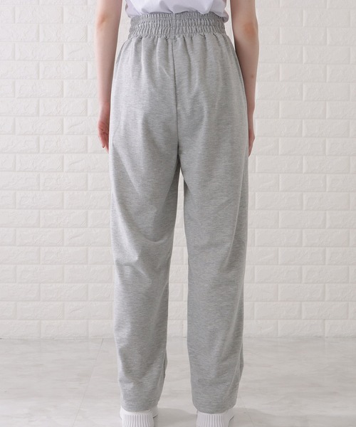 Darich ウエストレーススウェットロングパンツ フリーサイズ GRY セール】ハイウエストセンターライン入りワイドスウェットパンツ
