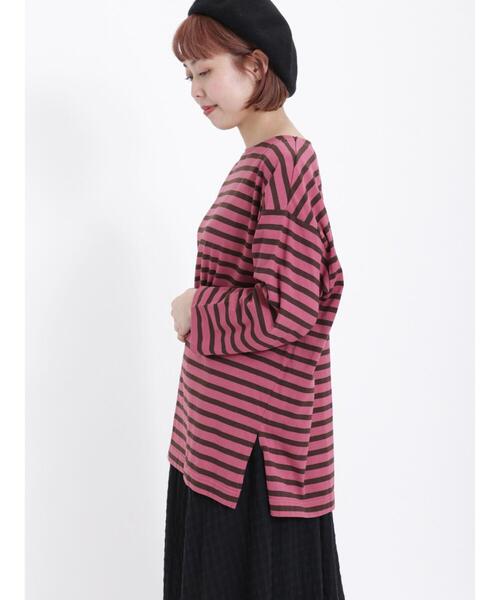 Samansa Mos2（サマンサ モスモス）の「8分袖ボーダーカットソー（Tシャツ/カットソー・レディース・キャメル/グリーン/キナリ/ピンク・F）」の20枚目の写真