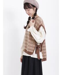 Samansa Mos2 | モチーフ柄ジャカードニットベスト(ベスト)