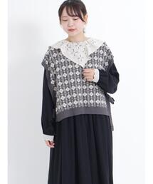 Samansa Mos2 | モチーフ柄ジャカードニットベスト(ベスト)