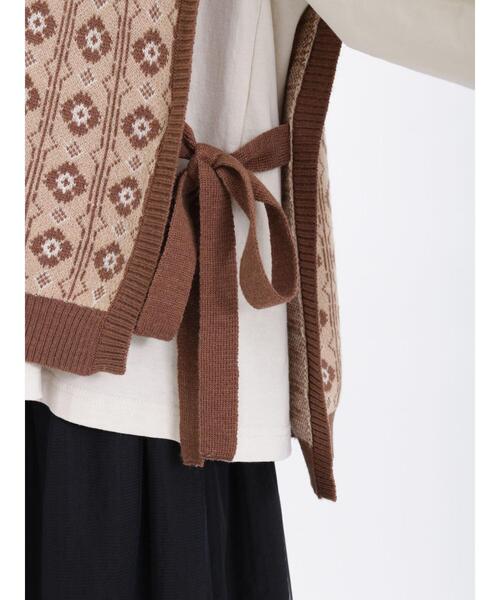 Samansa Mos2（サマンサ モスモス）の「モチーフ柄ジャカードニットベスト（ベスト・レディース・ピンク/ブラウン/チャコールグレー・F）」の13枚目の写真