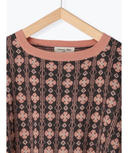 Samansa Mos2（サマンサ モスモス）の「モチーフ柄ジャカードニットベスト（ベスト・レディース・ピンク/ブラウン/チャコールグレー・F）」の7枚目の写真