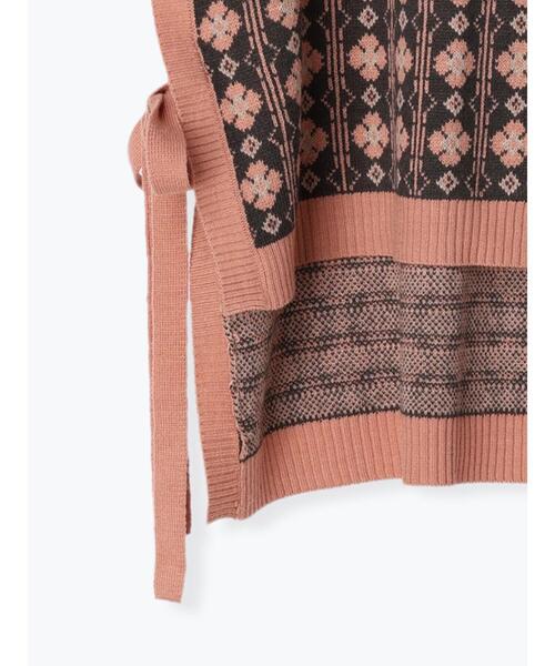 Samansa Mos2（サマンサ モスモス）の「モチーフ柄ジャカードニットベスト（ベスト・レディース・ピンク/ブラウン/チャコールグレー・F）」の5枚目の写真