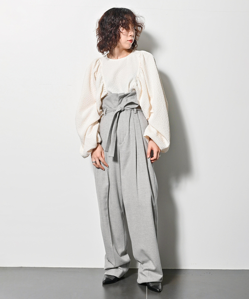 SEEALL(シーオール)の「【SEEALL / シーオール】4 TUCK パンツ(スラックス・レディース・チャコールグレー・MEDIUM)」の3枚目の写真
