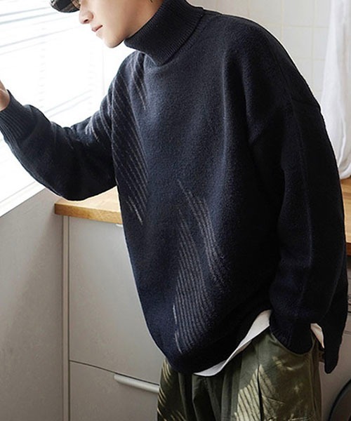 WESTBOY(ウエストボーイ)の「ルーズシルエットタートルネックセーター WO23W2TP02【WB ORIGINALS】(ニット/セーター・メンズ・グレー/グリーン/ブラック・M/L/XL)」の6枚目の写真