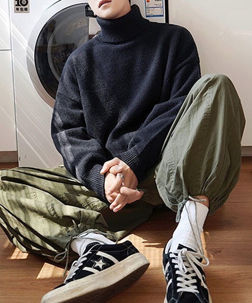 WESTBOY(ウエストボーイ)の「ルーズシルエットタートルネックセーター WO23W2TP02【WB ORIGINALS】(ニット/セーター・メンズ・グレー/グリーン/ブラック・M/L/XL)」の7枚目の写真