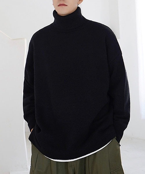 WESTBOY(ウエストボーイ)の「ルーズシルエットタートルネックセーター WO23W2TP02【WB ORIGINALS】(ニット/セーター・メンズ・グレー/グリーン/ブラック・M/L/XL)」の9枚目の写真