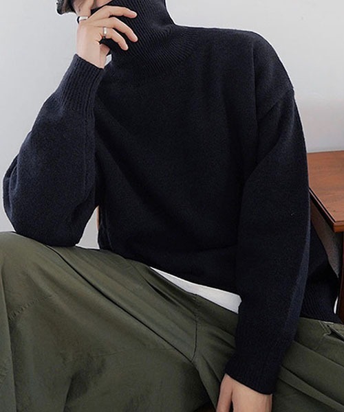 WESTBOY(ウエストボーイ)の「ルーズシルエットタートルネックセーター WO23W2TP02【WB ORIGINALS】(ニット/セーター・メンズ・グレー/グリーン/ブラック・M/L/XL)」の10枚目の写真