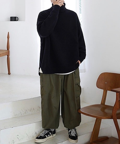 WESTBOY(ウエストボーイ)の「ルーズシルエットタートルネックセーター WO23W2TP02【WB ORIGINALS】(ニット/セーター・メンズ・グレー/グリーン/ブラック・M/L/XL)」の11枚目の写真