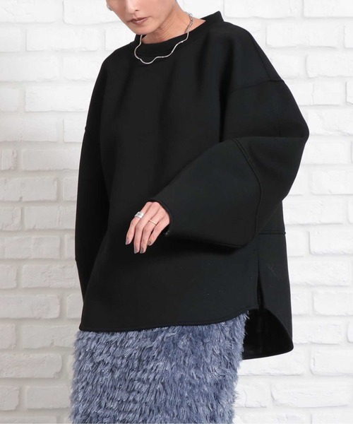 Settimissimo（セッティミッシモ）の「スポンジリバー ランタンスリーブ クルーネック プルオーバー（スウェット・レディース・ブラック/アイボリー・FREE）」の2枚目の写真