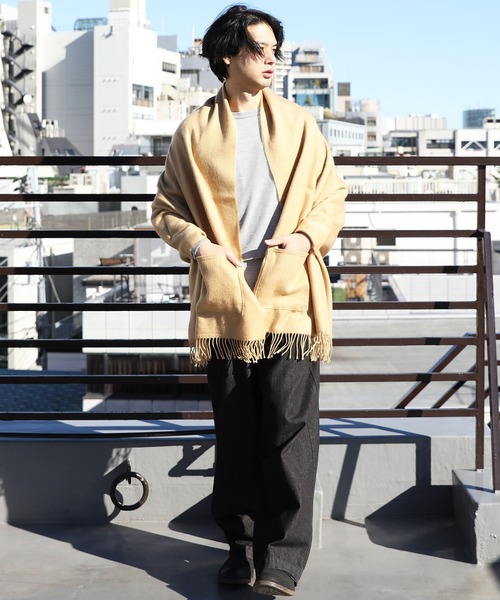 ８(eight)（エイト）の「ポケット付き無地ポンチョ（ポンチョ・メンズ・チャコールグレー/ベージュ/ネイビー/レッド/ワイン/ブラック・FREE）」の16枚目の写真