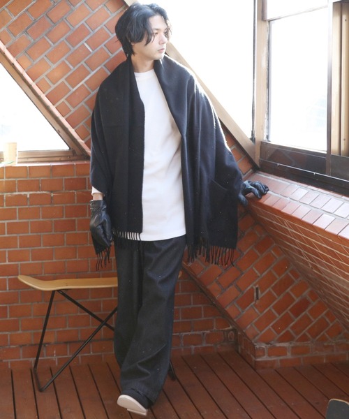 ８(eight)（エイト）の「ポケット付き無地ポンチョ（ポンチョ・メンズ・チャコールグレー/ベージュ/ネイビー/レッド/ワイン/ブラック・FREE）」の11枚目の写真