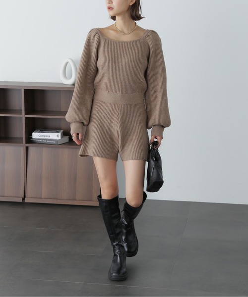 FREE'S MART（フリーズマート）の「スクエアネックリブニットロンパース（ワンピース・レディース・ブラック/モカ/オフホワイト・MEDIUM/SMALL）」の18枚目の写真