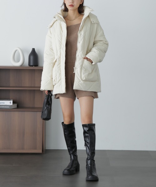 FREE'S MART（フリーズマート）の「スクエアネックリブニットロンパース（ワンピース・レディース・ブラック/モカ/オフホワイト・MEDIUM/SMALL）」の20枚目の写真