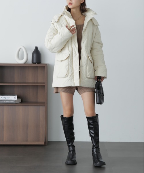 FREE'S MART（フリーズマート）の「スクエアネックリブニットロンパース（ワンピース・レディース・ブラック/モカ/オフホワイト・MEDIUM/SMALL）」の21枚目の写真