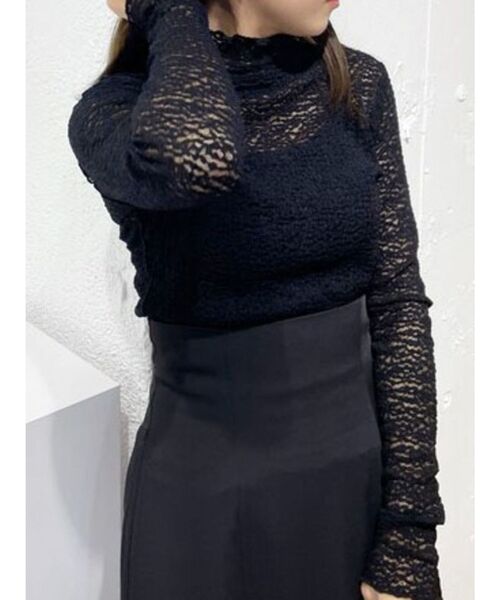 MERCURYDUO（マーキュリーデュオ）の「シアーレースカットソー（Tシャツ/カットソー・レディース・ミント/ブラック/オフホワイト・FREE）」の4枚目の写真