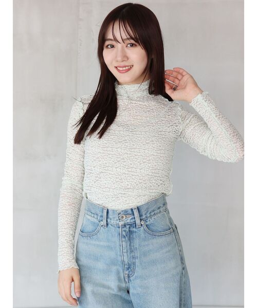 MERCURYDUO（マーキュリーデュオ）の「シアーレースカットソー（Tシャツ/カットソー・レディース・ミント/ブラック/オフホワイト・FREE）」の6枚目の写真